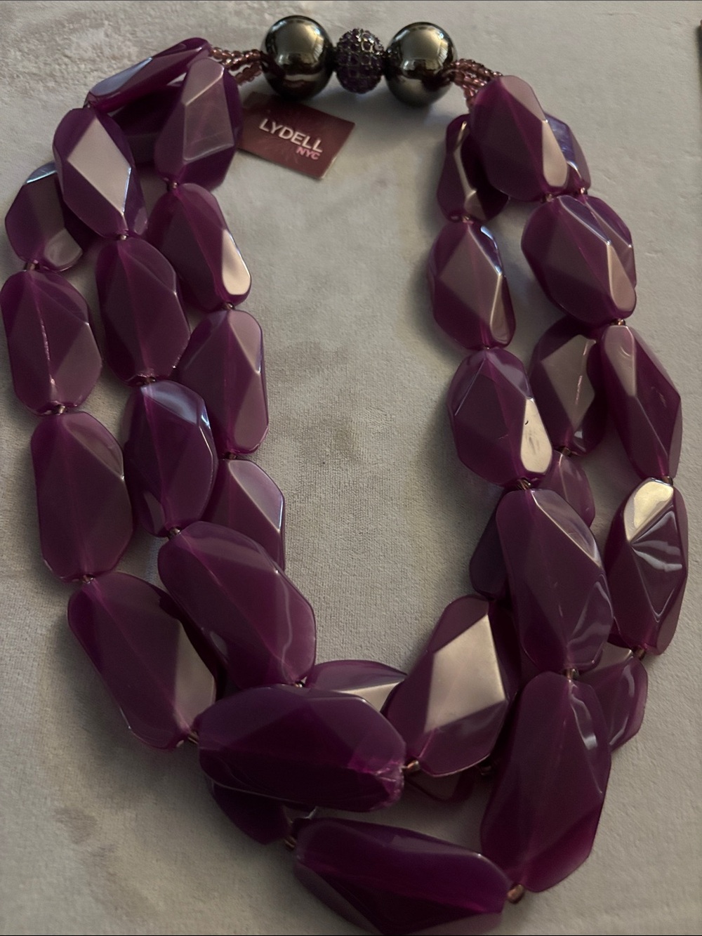 LYDELL NYC Multi-Strand Purple Faceted Bead Necklace